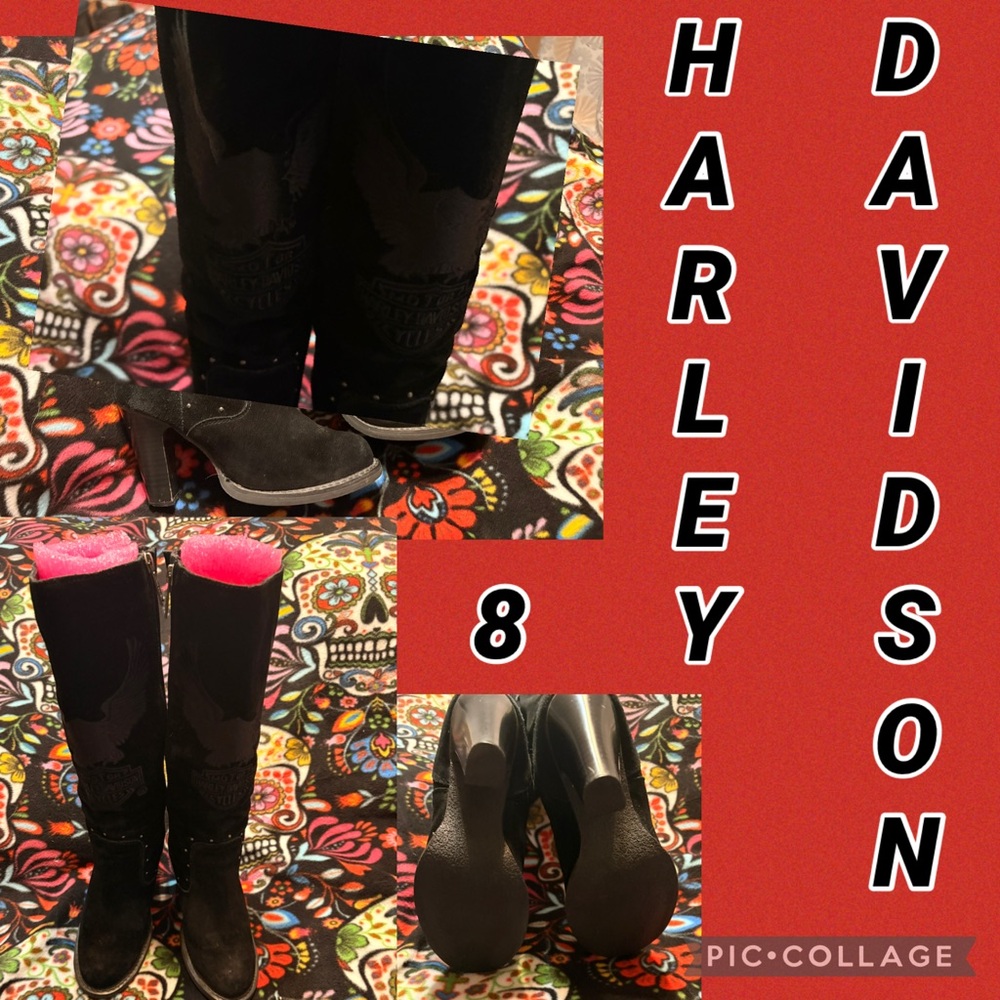 Harley-Davidson Black and Pink Boots